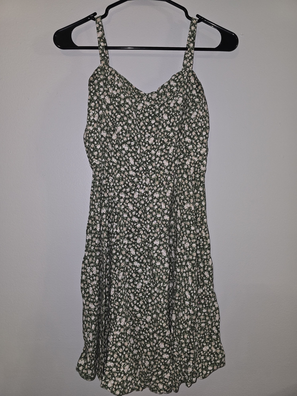 Old Navy Green Floral Fit And Flare Mini Dress